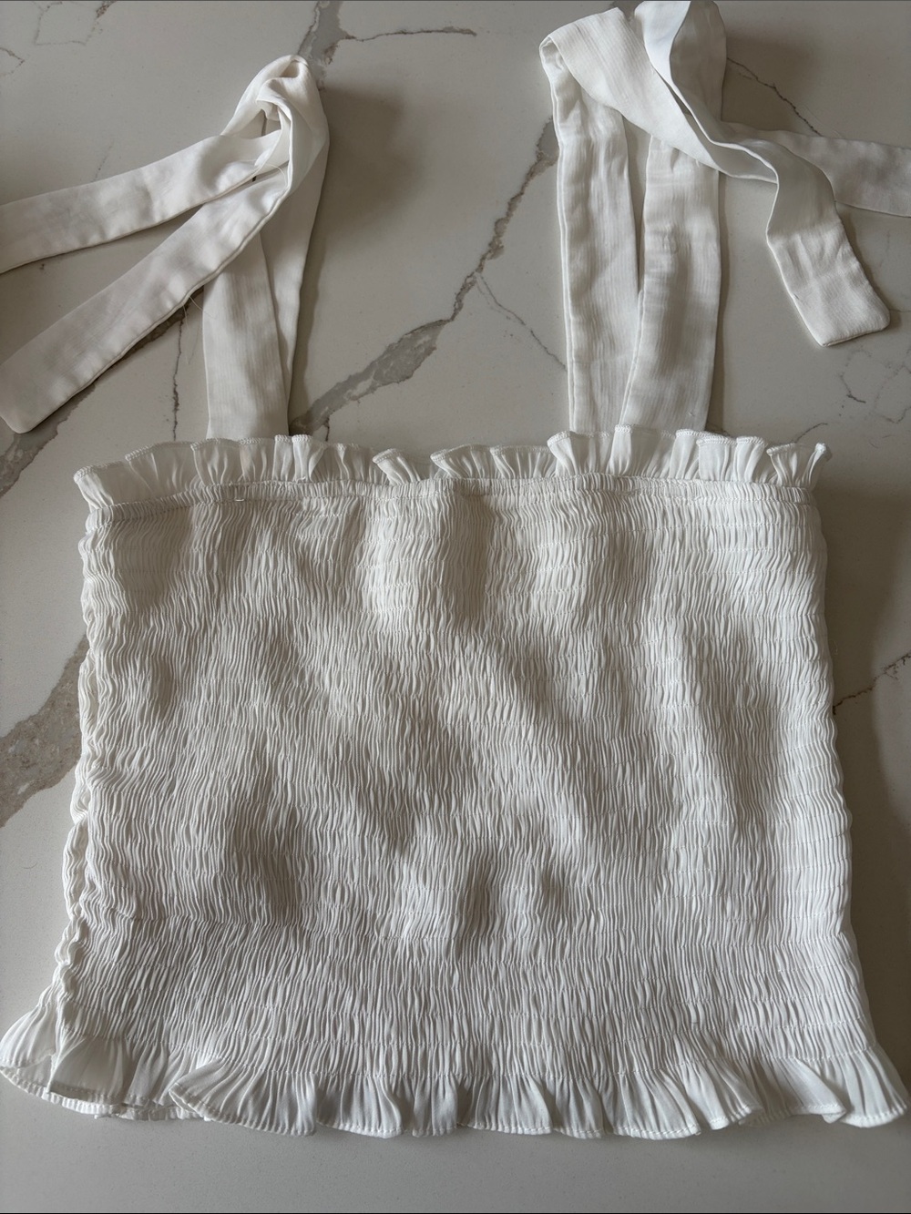 TCEC White Smocked Strapless Top